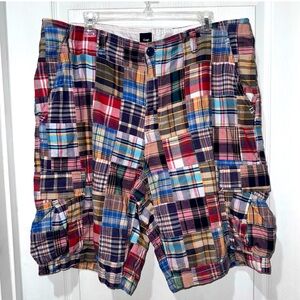 Men's 38 Gap Madras shorts Cargo pockets patchwork plaid multicolor SUMMER BEACH